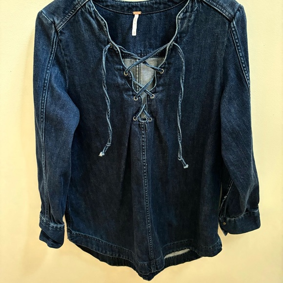 Free People Neopolitan Dream Top/Tunic/Dream Dark Indigo Medium - Picture 6 of 10